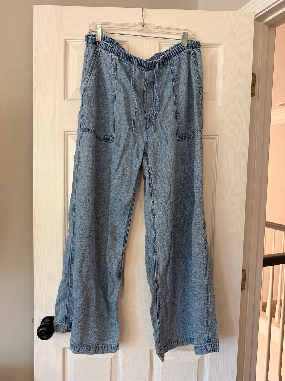 GAP Light Blue Wide-Leg Drawstring Denim Jeans